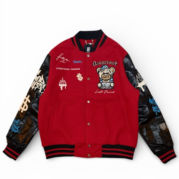 Left Point Other - Varsity Jacket with Embroidered Bear